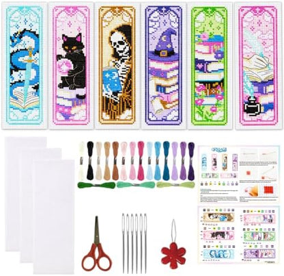 ORIGACH 6 Set Fantasy Tarot Cross Stitch Bookmark Kit for Beginner by ORIGACH