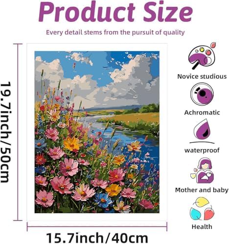 DYAIANGMU Flower Paint by Numbers Kit for Adults Beginners 19.6X15.7 inch - Image 2