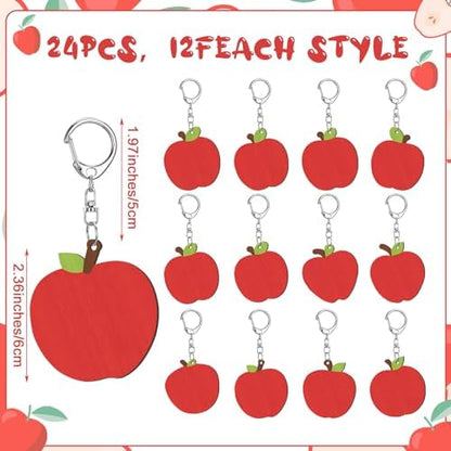 RattanView 24 Pcs Apple Craft Keychains DIY Keychain, 12 Styles - Image 2