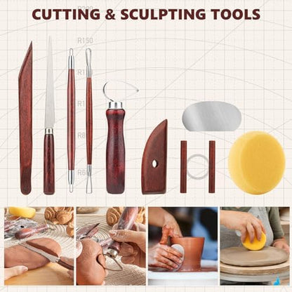 23PCS Clay Tools Sculpting, Ceramic & Pottery Modeling Tool, Ceramics Tools Set, Polymer Tools Kit, Air Dry Clay Tools for Carving, Molding, Pottery Wheel, Crafting Supplies, Pros, Beginners, Adults - Image 4