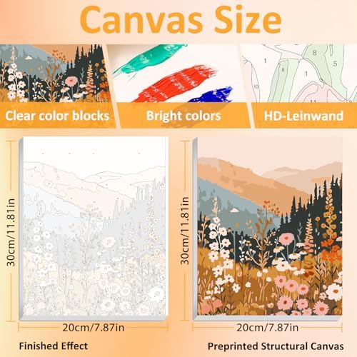 Mandun Landscape Paint by Numbers Kit for Adults, 3 Pack, 7.8x11.8 inch - Image 2