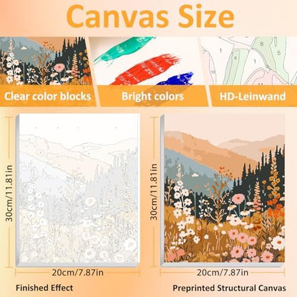 Mandun Landscape Paint by Numbers Kit for Adults, 3 Pack, 7.8x11.8 inch - Image 2