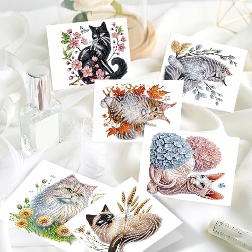 Focart 24 Pack Diamond Painting Greeting Cards, Random Diamond Art Kits Special Shape Drill DIY Handcraft for Relatives and Friends with Wishes, Unique Design Crafting for Birthday Holiday Cards - Image 6