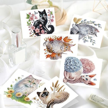 Focart 24 Pack Diamond Painting Greeting Cards, Random Diamond Art Kits Special Shape Drill DIY Handcraft for Relatives and Friends with Wishes, Unique Design Crafting for Birthday Holiday Cards - Image 6