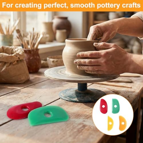 4 Pcs Soft Rubber Rib Clay Sculpting Tool for Pottery Clay Silicone Ceramics Tools Multi Styles Pottery for DIY Smooths Shapes Sculpting Ceramics Tool Sculpting, Mud, Trimming, Throwing - Image 7