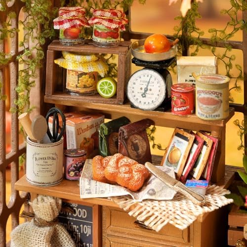 CUTEROOM DIY Miniature House Building Kit for Adults with LED Lights - Realistic Mini Dollhouse Model & Wooden Furniture, Creative Craft Kit for Home Decor Gift- Harvest Time - Image 5