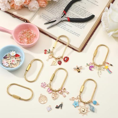 Sureio 172 Pcs Gold Brass Carabiner DIY Kit 6 Set Carabiner Bag Making - Image 4