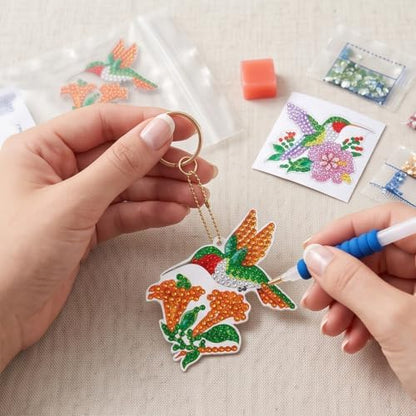 LAKEQUILL Hummingbird Garden 12 Pcs 5D Diamond Painting Keychain Kit - Image 5
