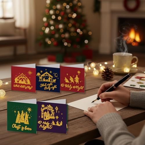 6 Pack Diamond Art Painting Christmas Nativity Religious Greeting Cards with Envelopes, DIY Card Making Kits for Adults, Diamond Art Postcards for Holiday Blessing - Image 7