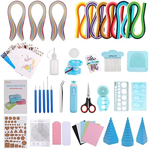 JoyPlus Quilling Kits for Beginners with Manual, 24 Tools & Supplies with Durable Storage Box, Updated Paper Crimper Tool, Premium Husking Board & Electronic Pen Blue - Image 2