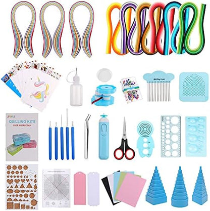 JoyPlus Quilling Kits for Beginners with Manual, 24 Tools & Supplies with Durable Storage Box, Updated Paper Crimper Tool, Premium Husking Board & Electronic Pen Blue - Image 2