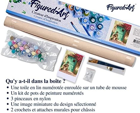 Figured'Art Paint by Numbers Kit for Adults Green Door 16"x20" - Craft Art Painting DIY Kit Rolled Canvas Without Frame - Image 5