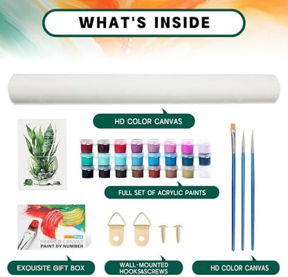 Paint by Numbers Kit for Adults Beginner with Wooden Frame, Plants Framed Adult Paint by Number Kits on Canvas, DIY Easy Acrylic Watercolor Oil Paint by Number for Adults for Home Decor Gift 8x12 Inch - Image 5
