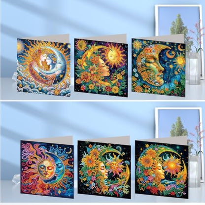 6PCS Moon Diamond Art Painting Greeting Cards Kit with Envelopes - 5D DIY Diamond Art Card Kits for Adults - Handcrafted Postcards for Birthday & Holiday - Image 2