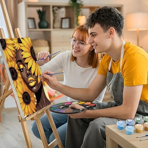 HeeBenor Framed Paint by Numbers Kit for Adults, Black Women, 8x12 Inch - Image 5