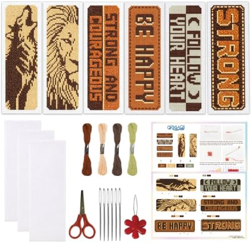 ORIGACH 6 Set Men Inspirational Scripture Cross Stitch Bookmark Kit by ORIGACH