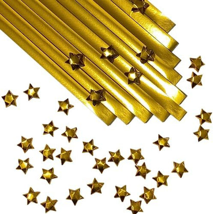 500-Strips Gold Foil Paper Strips for Making Origami Stars, Lucky Stars, Puff Stars. Reflective Mirror Shiny Paper Strips, 0.5 x 11 inch. (Gold Foil, 500) by OrigamiJoy