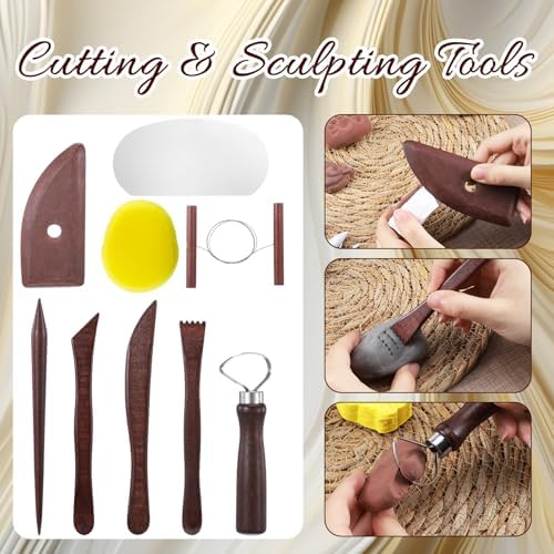 48PCS Pottery Tools Kit for Sculpting, Polymer Clay Tools Kit, Ceramics Modeling Tool, Clay Carving Tool with a Storage Bag, for DIY Handcraft Modeling, Trimming, Shaping, Carving, Dotting - Image 6