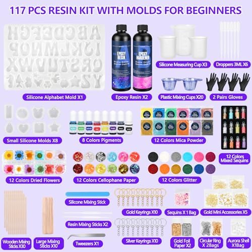 KISREL 18OZ Epoxy Resin Kit, Resin Kit with Alphabet Molds and Supplies - Image 2