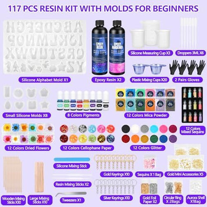 KISREL 18OZ Epoxy Resin Kit, Resin Kit with Alphabet Molds and Supplies - Image 2