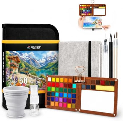 Pagather Travel Watercolor Travel Set, 50 Colors Mini Portable Paint Kit by Pagather
