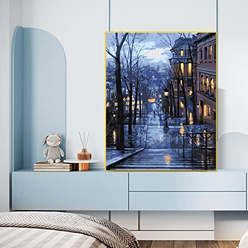 QUITEDEW Paint by Number for Adults,City Paint by Number,Night View Oil Painting Street Scenery Suitable for Home Wall Decoration 16x20 Inch - Image 4