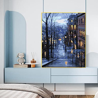 QUITEDEW Paint by Number for Adults,City Paint by Number,Night View Oil Painting Street Scenery Suitable for Home Wall Decoration 16x20 Inch - Image 4