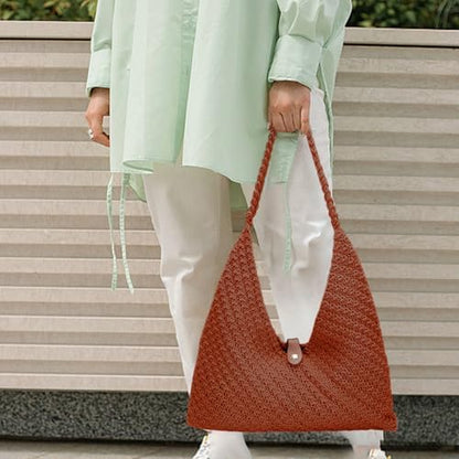 ACRNIGHEET Crochet Beach Bag Crochet Kit for Beginners Caramel Tote Bag Knitting Kit with Yarn and Hook DIY Craft Kits Gift for Adults with Video Guide Tutorial Crochet Starter Kit - Image 6