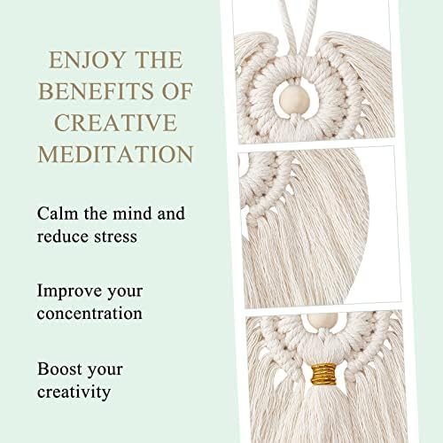 FREEBLOSS 3 Set DIY Macrame Angel Kit Macrame Angel Hanging Ornament Boho Macramé Wall Hanging Decor Spring Macramé Kit for Beginners Handmade Gift for Mom Girls - Image 3
