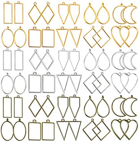 Shynek 60Pcs Hollow Frame Pendants - Resin Craft Bezels Jewelry Molds for Necklaces and Earrings Making Supplies by shynek