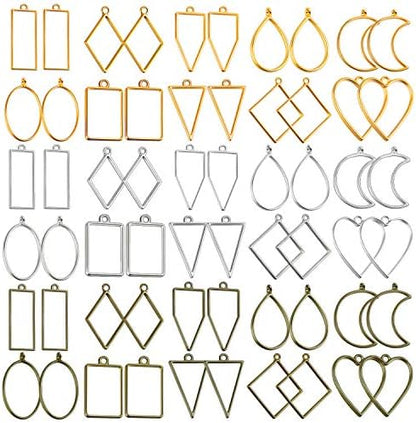 Shynek 60Pcs Hollow Frame Pendants - Resin Craft Bezels Jewelry Molds for Necklaces and Earrings Making Supplies by shynek