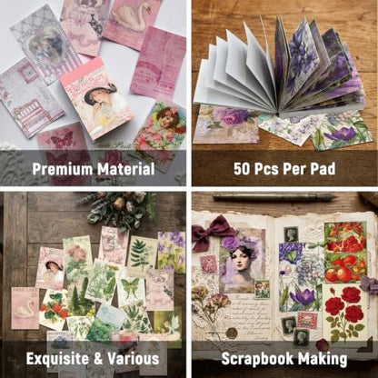Vintage Washi Sticker Book, 300 PCS Scrapbooking and Journaling Stickers - Image 2