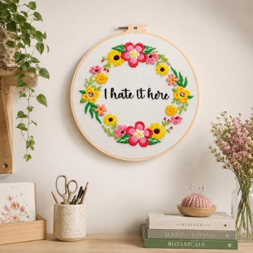 Nuberlic Floral Embroidery Kit for Beginners,Funny Embroidery Practice Kit - Image 5