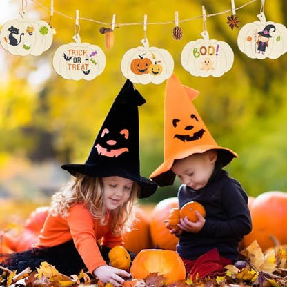 Large Size 7inch Wooden Halloween Thanksgiving Ornaments to Paint,Pumpkin Cutouts Unfinished DIY Blank Unfinished Pumpkin Wood Discs Ornament for Crafts Hanging Autumn Decorations 10PCS - Image 7