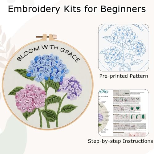 Nuberlic Hydrangea Embroidery Kits for Beginner Adults - Image 5