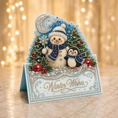DIY Diamond Painting Greeting Cards - snowman 3D Pearl Art Christmas Party Cards, 6 Pcs Set with Envelopes, Handmade Holiday Craft Gift for Family & Friends - Image 5