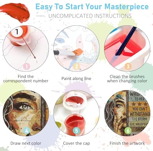 Offito Paint by Numbers Kit for Adults - Inspirational Adult Paint by Number Kits on Canvas for Beginners, DIY Acrylic Oil Number Painting Kits for Home Wall Decor Gift 16"x20" (Without Frame) - Image 6