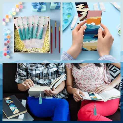 Kosiz 12 Pcs Mountain Paint by Number Kit for Adult Wood Bookmark - Image 6