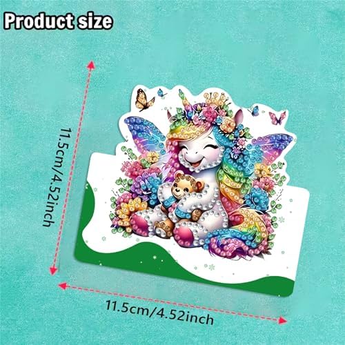 6 pack 3D Unicorn Diamond Painting Greeting Cards Kit,Pink Diamond Art Birthday Cards with Envelopes,DIY Thank You Card Making Craft for Adults,Handmade Greeting Card Supplies Gift Idea (Unicorn) - Image 2