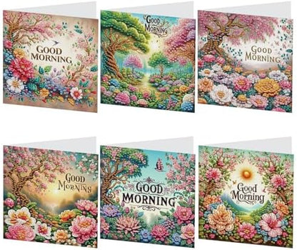 LazyFold 6Pcs DIY Diamond Art Painting Greeting Cards with Envelopes, Beautiful Scenery All Occasion Note Card Kit for Women, Handmade Thank You Birthday Friendship Cards Gift by LazyFold