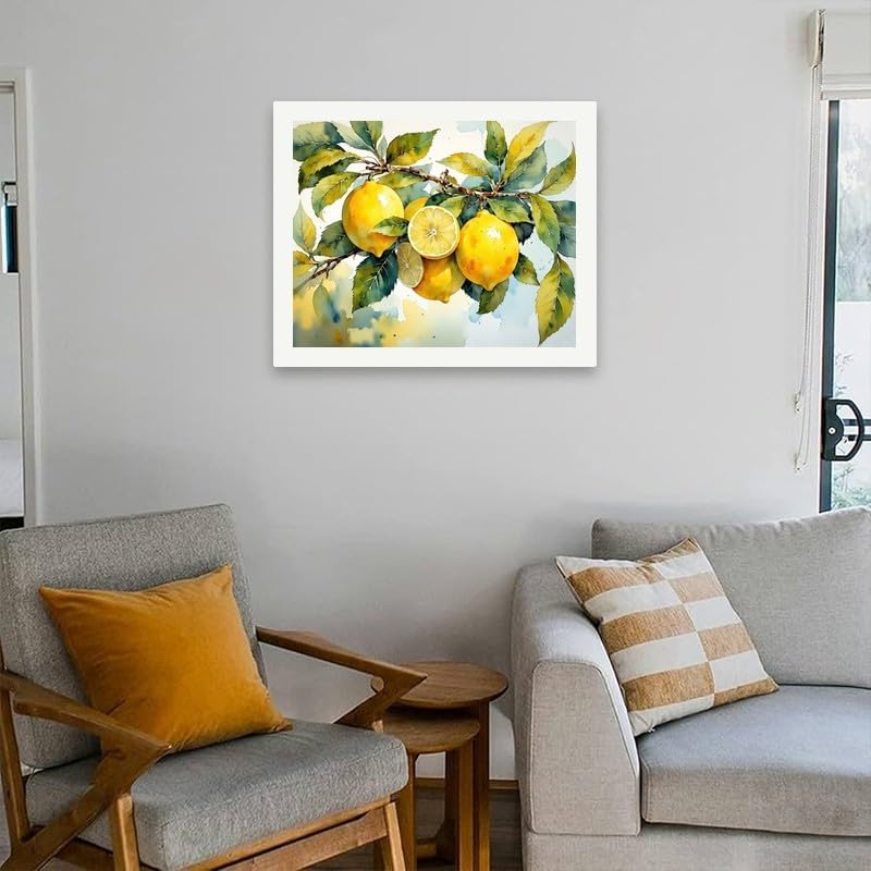Fresh Lemons Paint by Numbers Kit for Adults - DIY Detailed Watercolor-style of Lemons and Leaves Painting on Canvas 16x20 Inches, Suitable for Beginners, Fruit Art for Home Decoration or Gifts - Image 4