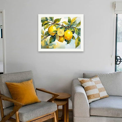 Fresh Lemons Paint by Numbers Kit for Adults - DIY Detailed Watercolor-style of Lemons and Leaves Painting on Canvas 16x20 Inches, Suitable for Beginners, Fruit Art for Home Decoration or Gifts - Image 4