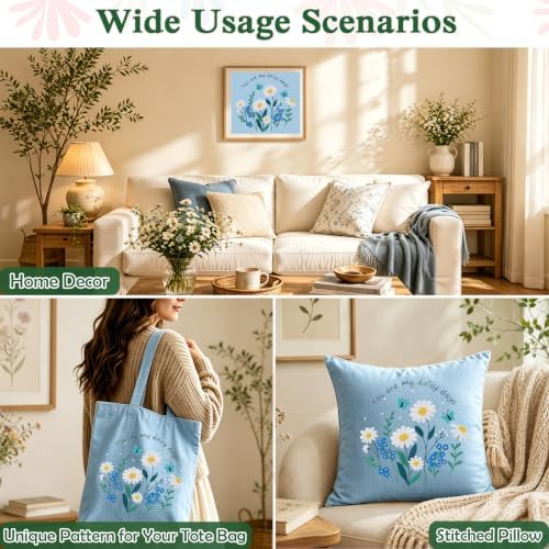 Louise Maelys Daisy Quote Embroidery Kit for Beginners, Blue Floral Craft - Image 7