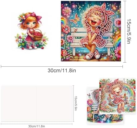 TDFERAN Diamond Painting Bench Rainbow Princess Card 6 Set Red Princess Crystal Puzzle Return Thank You Card Butterfly Garden Handmade Invitations Anniversary Bestie Cards Thank You Cards Wedding - Image 2