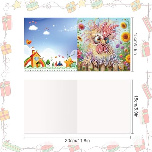 8pcs DIY Diamond Art Greeting Cards Kit with Envelopes&Tools - Create Your Own Sparkling Birthday, Thank You, Holiday Cards for Adults & Beginners(Humorous Bird) - Image 4
