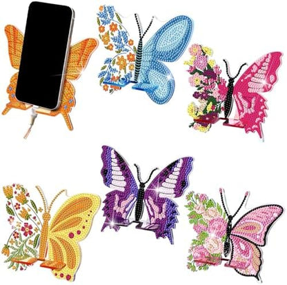 Saillong 6 Pcs Butterfly Diamond Art Phone Stand, Full Drill Crystal by Saillong