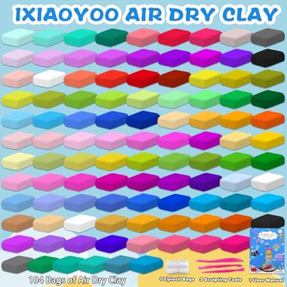 Ixiaoyoo Air Dry Clay, 104 Colors Foam Modeling Clay for School Projects - Image 3