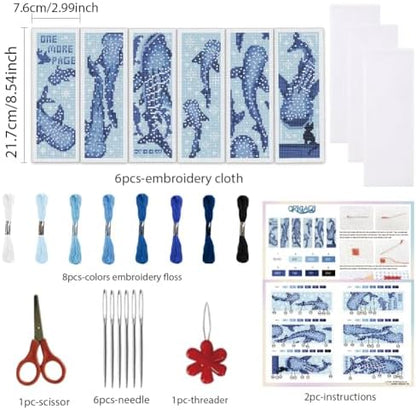 ORIGACH 6 Set Whale Shark Cross Stitch Bookmark Kit for Beginner - Image 2