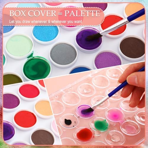 Nuanchu Gifts Bulk Watercolor Paint Washable Watercolor Paint Kits Palette and Brushes Portable Water Color Supplies for Adults, Beginners Artists Graduation Gift(20 Pack,36 Colors) - Image 4