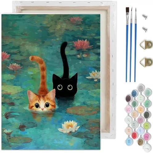 TCDZMYGS Pond Cat Paint by Numbers Kit for Adults Beginner,10x12 in by TCDZMYGS